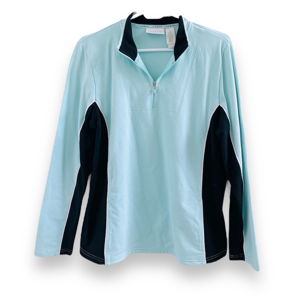 Liz Claiborne Liz & Co. Cotton/Spandex Blend 1/4 Zip in Mint Women’s Size Medium